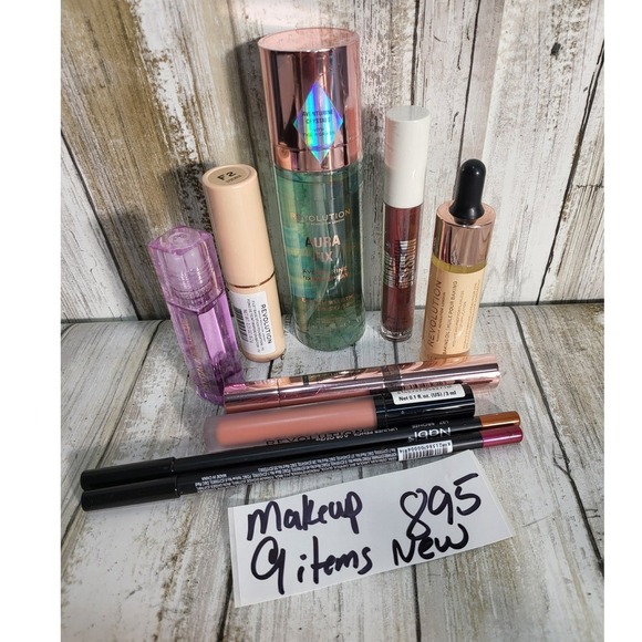 Revolution 9 Piece Makeup Lot New Eyes Lips Face Setting Spray Foundation Oil - Picture 2 of 5